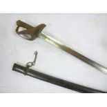 A 19th Century French Cavalry Troopers sword with single edged blade, steel guard,