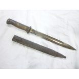 A Second War German Mauser bayonet with single edged blade by R Herder of Solingen in steel