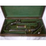 A pair of late 18th Century cased flintlock pistols by James Cowmeadow of Kensington,