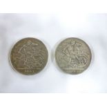 Two Victorian silver crowns - 1891-1895 (vf)