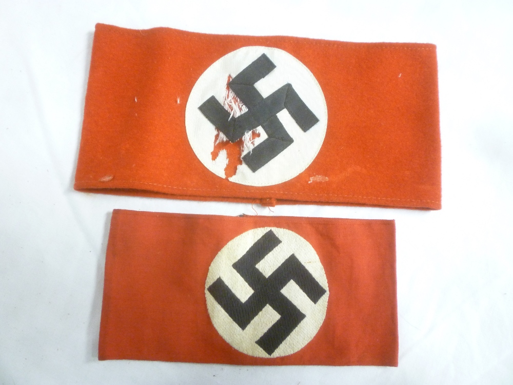A Second War German Nazi cotton arm band and one other similar arm band (2)