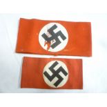 A Second War German Nazi cotton arm band and one other similar arm band (2)