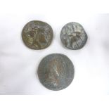 Three various Ancient coins including Roman Lucius Verus 161-166 AD bronze coin etc