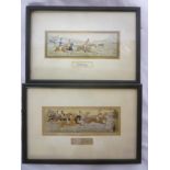 A pair of 19th Century Stevengraph woven pictures depicting hunting scenes "The Start/Full Cry",