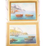 Guido Odierna - oils on canvases Italian coastal scenes with fishing boats, signed,