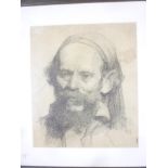 R**Christen - charcoal Bust portrait of a bearded male, labelled to verso,