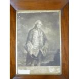 An 18th Century black and white engraving of Edward Boscawen Admiral of the Blue Squadron