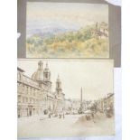 A**Terni - watercolour Vienna street scene, signed,