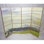 Henderson Smith - oils on boards "Spring Hillside" in four folding parts, signed,