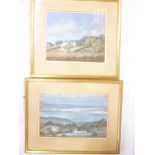 Monica Barnes - watercolours "Evening Light - Marazion" and "Gathering Clouds Germoe", signed,
