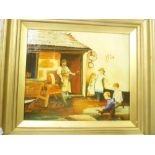 Artist Unknown - oil on canvas Blacksmiths shop with children playing,