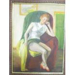 Elaine Blamey - oil on board "Study of a Dancer Resting", labelled to verso and dated 1937,