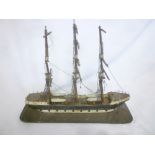 A 19th Century scale-built wooden model of a three-masted schooner,