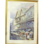 Artist Unknown - watercolour "The Butter Walk, Dartmouth", indistinctly signed,
