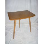 A 1960's Ercol light elm rectangular side table/ dining table extension on three tapered legs