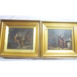 Teniers - oils on panels Interior scenes with various figures, one signed,