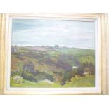 John Anthony Park - oil on board "Hilltop Farm Porthcurno, signed, inscribed to verso,