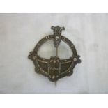 An unusual Irish silver plaid brooch by Waterhouse of Dublin with raised stylised decoration,