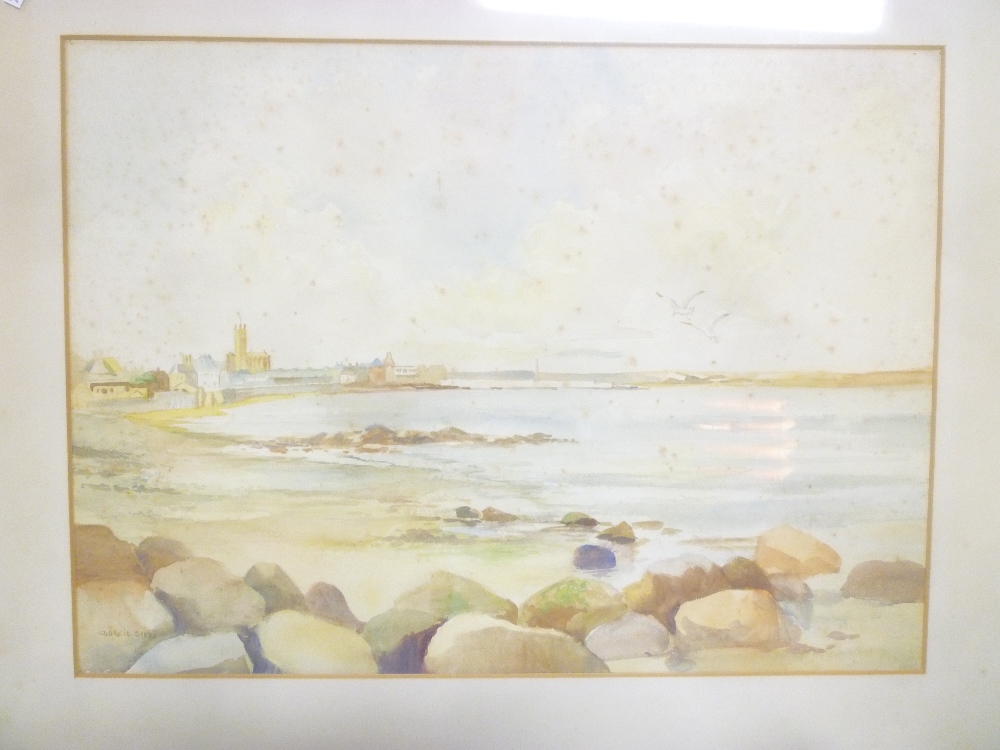 Dorcie Sykes - watercolour A view of Penzance from the Promenade, signed,