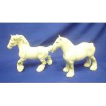 Two Beswick china figures of grey cobs/ cart horses