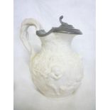A mid-19th Century Parian jug by Copeland & Garrett with raised classical cherub decoration,