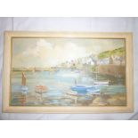 Dorcie Sykes - oil on board Newlyn Harbour, signed,