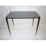 A 1960s Italian formica and black painted kitchen/ dining table with grey geometric top and brass