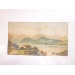 Edwin Penley - watercolour Lake scene with a figure in the foreground, signed and dated 1880,