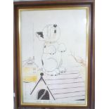 Artist Unknown - watercolour Cartoon study of Bonzo dog "Happy Days and Lonely Nights", dated 1933,