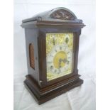 A good quality German bracket clock with brass and silvered rectangular dial,