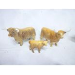 A set of Beswick china Highland cattle figures including bull,