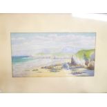 A**C** Male - watercolour Coastal scene, signed,