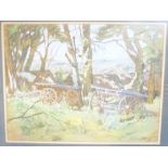 George H Rich - pastel Rural scene with farm carts, signed,