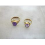 Two various 9ct gold dress rings set amethyst