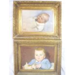 A**Kauft - oil on board A study of a baby, signed,