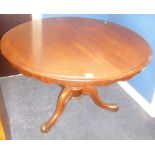 A 19th Century mahogany circular turnover top breakfast table on facetted column and tripod base