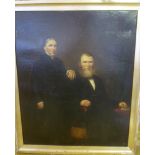 Artist Unknown - oil on canvas 19th Century three-quarter length portrait of a male and female,