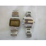 A vintage wristwatch by Chalet in stainless steel mounts and one other vintage digital wristwatch