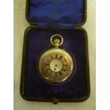 A gentleman's silver cased half hunter pocket watch by J Sterling of Walsall in engraved cased and