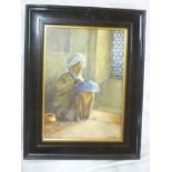 Leslie F Wills - watercolour Study of an Arab potter,