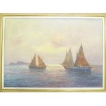 Guido Odierna - oil on canvas Fishing boats off the coast, signed, labelled to verso,