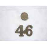 A 19th Century Crimea-period brass Ordinary Ranks cap numeral (46) in excavated condition and a