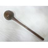 An old Fijian ula tribal fighting club with spherical end and carved handle 16½" long