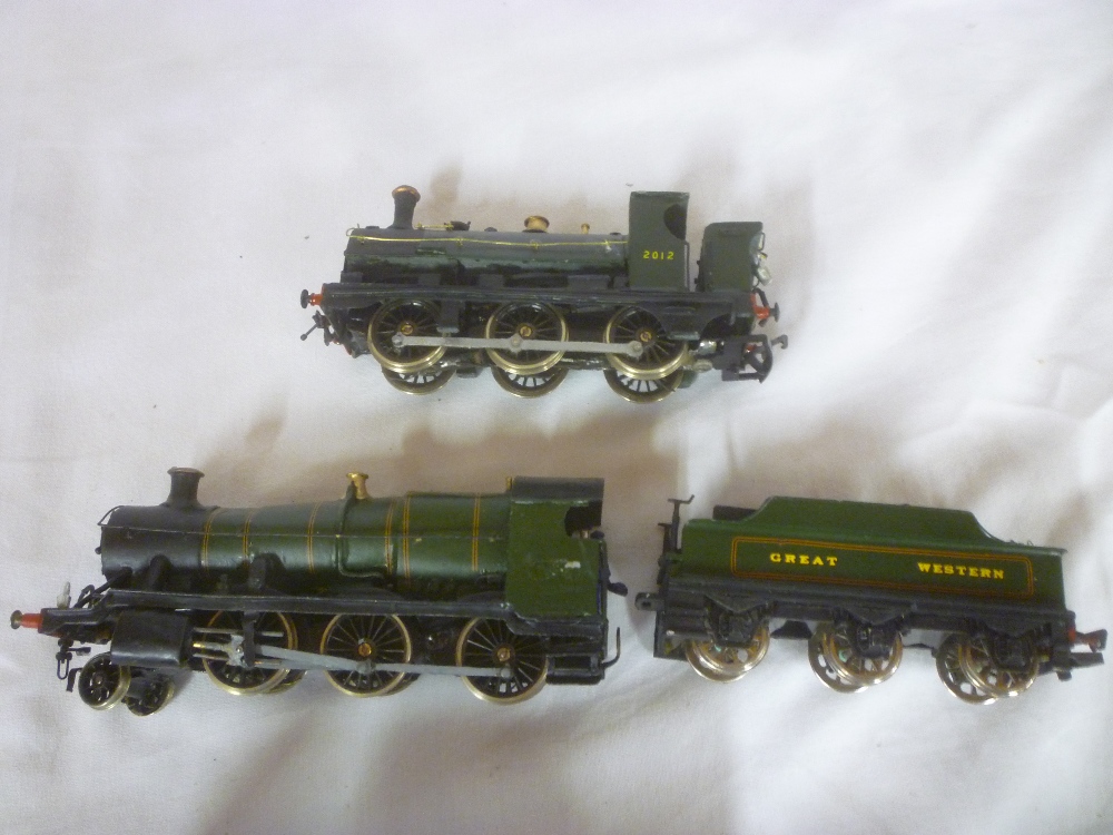 A kit-built GWR OO gauge 2-4-0 locomotive and tender and one other Class 2021 GWR locomotive (2)