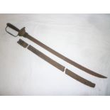 An 18th Century Militia hunting-style hanger with curved single-edged blade,
