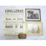 A selection of Fowey nautical related memorabilia including original 1921 Challenge poster for