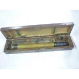 A First War era telescope gun sight by W Ottway in fitted wooden case