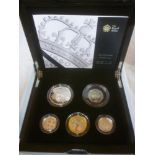 A 2010 UK silver Piedfort 5-piece coin set,