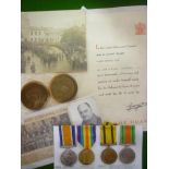 A group of four medals awarded to Captain A P Bunt DCLI:- British War and Victory medals (Capt,