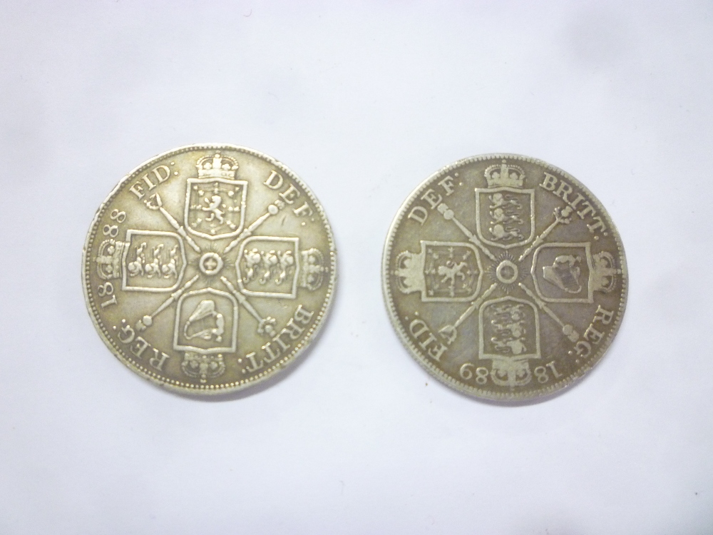 Two Victorian silver double florins - 1889 and 1888